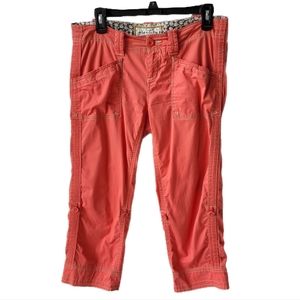 Aventura Organic Cotton Salmon Cargo Utility Adjustable Capri Pants Sz 4